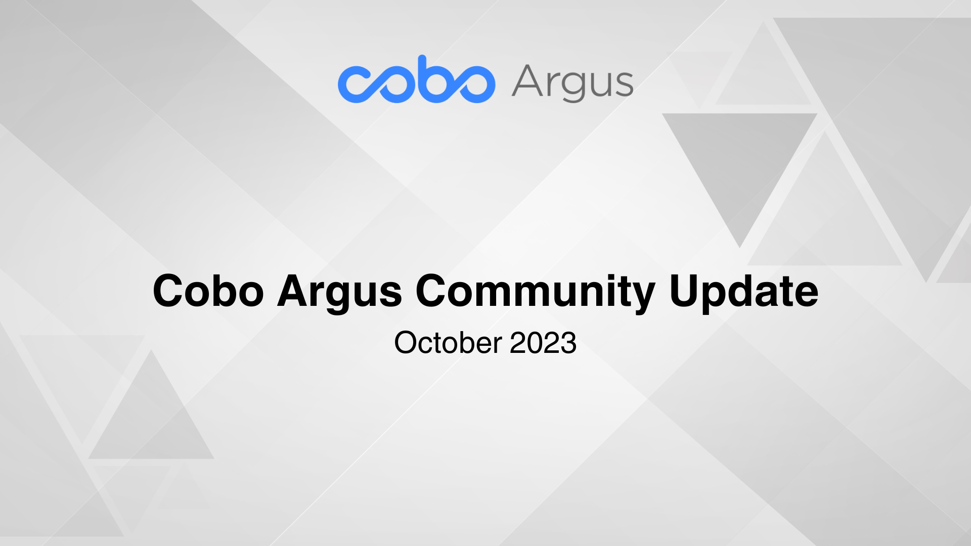 Cobo Argus Community Update – October 2023